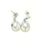 WHITE SYNTHETIC OPAL OVAL EARRING