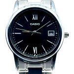 CASIO SILVER ANALOGUE BLACK DIAL