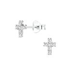 STERLING SILVER CROSS CUBIC ZIRCONIA EARRINGS