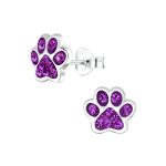 STERLING SILVER PAW PRINT STUD EARRINGS
