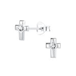 STERLING SILVER CROSS CRYSTAL STUD EARRING