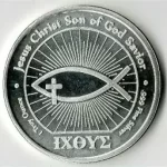 GREEK FISH SYMBOL FOR JESUS WITH A CROSS