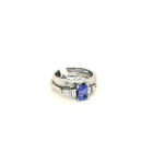 18CT WHITE GOLD TANZANITE AND DIAMOND TWIN SET