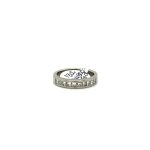 18CT WHITE GOLD BAND WITH 10 X PRINCESS DIAMONDS