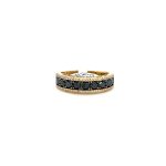 18CT YELLOW GOLD BLACK AND WHITE DIAMOND BAND 1