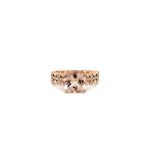 10CT ROSE GOLD MORGANITE AND DIAMOND RING WITH FANCY DETAILED SHANK