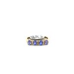 9CT YELLOW GOLD DIAMOND & TANZANITE RING